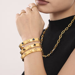 Snowflake or Three-Petal Stone-Accent Clasp Bracelet