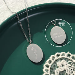 Birth Flower Oval Pendant Necklace