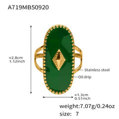 18K Gold-Plated Geometric Enamel Open Ring