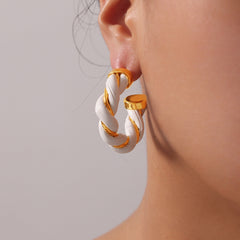 Leather-Wrapped Twisted Hoop Earrings