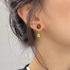 Nicolette Tiger-Eye Gourd Stud Earrings