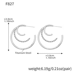 18K Gold-Plated Triple Rope C-Hoop Earrings