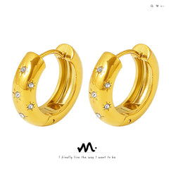 Starburst-Accent Hoop Earrings