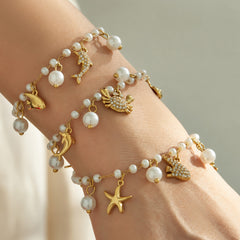 Ocean Charm Shell Pearl-Look Bracelet