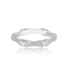 Nicolette Dainty Pavé Bamboo Adjustable Ring