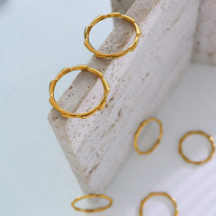 18K Gold-Plated Geometric Bamboo Band Ring