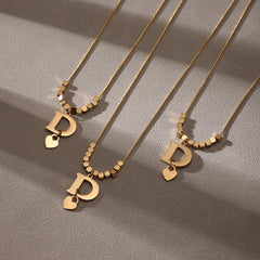 Letter D Heart Charm Necklace