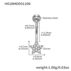 Cubic Zirconia Heart and Ball Navel Jewelry
