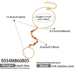 Colorful Cubic Zirconia Hand Chain Bracelet