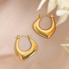 Rounded Teardrop Open-Hoop Earrings