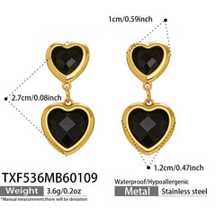 18K Gold-Plated Heart Glass Accent Jewelry