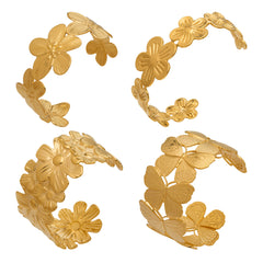 18K Gold-Plated Openwork Flower & Butterfly Cuff Bracelets