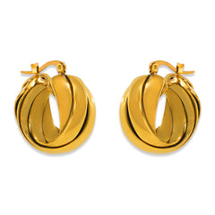 Gold-Tone Twisted Multi-Line Hoop Earrings