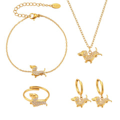 18K Gold-Plated Cubic Zirconia Dog Jewelry