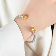 Colored Cubic Zirconia Cable Cuff Bracelet