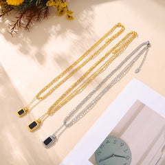 Layered Acrylic Tag Pendant Necklace
