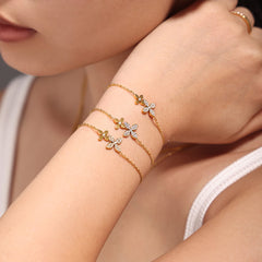 Cubic Zirconia Clover Necklace & Bracelet