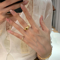 Nicolette Brushed Tiger-Eye Pavé Adjustable Ring