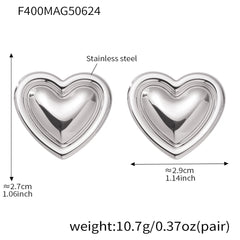 Sculptural Heart or Crescent Drop Earrings