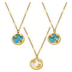 18K Gold-Plated Celestial Enamel Pendant Necklace