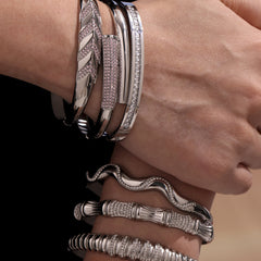 18K Gold-Plated Geometric Cubic Zirconia Bangles