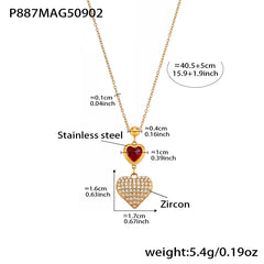 Cubic Zirconia Heart Pendant Layered Necklaces