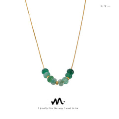 Green Agate Bead Snake Chain Necklace