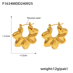 18K Gold-Plated Sculptural Flower Hoop Earrings