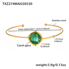 Faceted Glass Open Cuff Bracelet