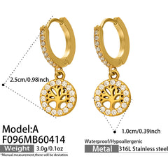 18K Gold-Plated Tree-Motif Hoop Earrings