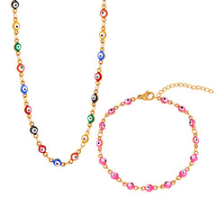 Enamel Eye Motif Necklace or Bracelet