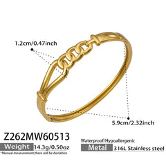 18K Gold-Plated Sculptural Link Bangle Bracelet