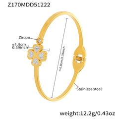 18K Gold-Plated Cubic Zirconia Clasp Bangle Bracelets