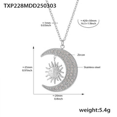 Sun and Crescent Cubic Zirconia Necklace or Ring