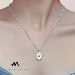 Mother-of-Pearl Starburst Faux Pearl Necklace