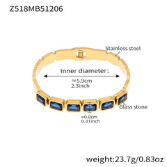 Czech Glass Square Accent Clasp Bangle
