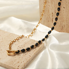 Agate Beaded Toggle Long Necklace
