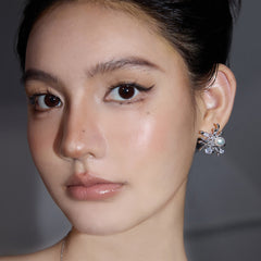 Textured Flower Pearl-Look Stud Earrings