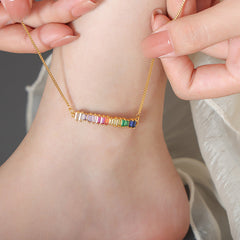 Rainbow Cubic Zirconia Sliding Anklet