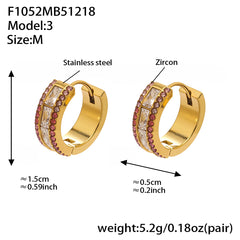 18K Gold-Plated Double-Row Cubic Zirconia Hoops