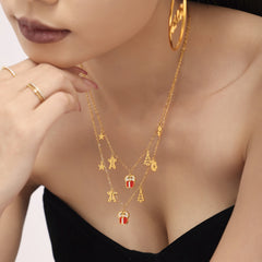 18K Gold-Plated Holiday Gift Charm Necklace