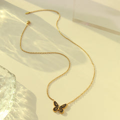 Textured Butterfly Pendant Necklace