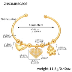 Heart or Starfish Charm Cuff Bracelet