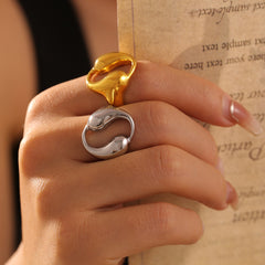18K Gold-Plated Double Teardrop Open Ring
