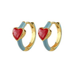 Nadine Enamel Heart Stud Earrings