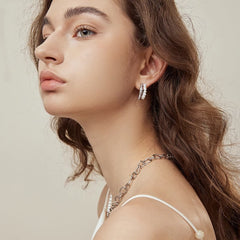 Nicolette Dainty Pearl Pavé Stud Earrings