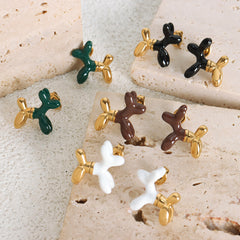 Enamel Balloon-Dog Stud Earrings