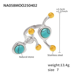 Branching Stone and Pearl-Look Bead Ring
