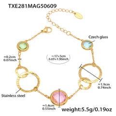 Round Colored Glass Link Bracelet