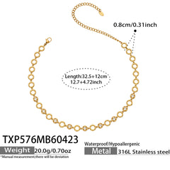 18K Gold-Plated Round Cubic Zirconia Necklace & Bracelet